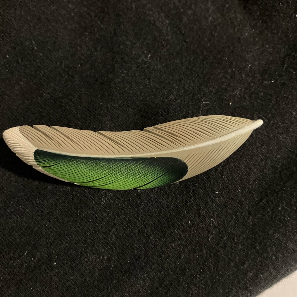 Hand Carved and Painted Feather Brooch signed by artist Glen Bordelon